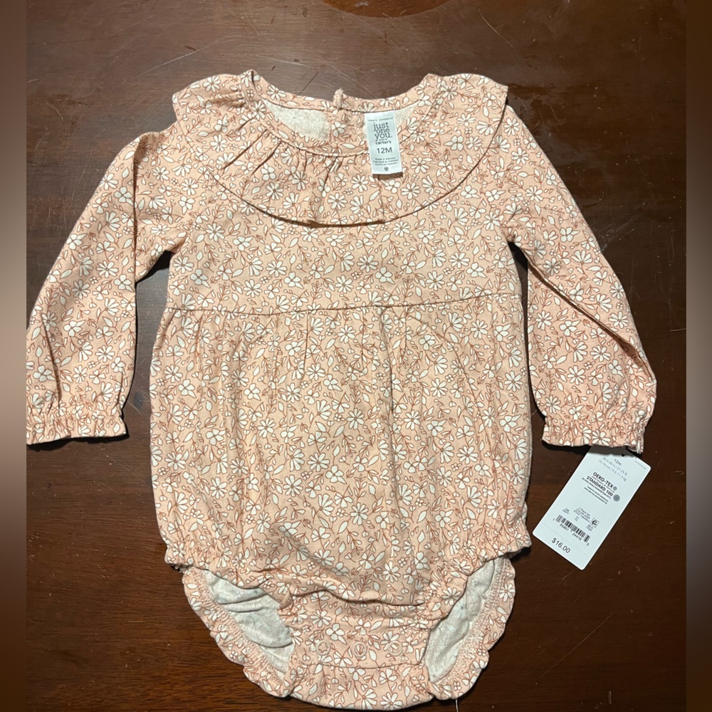 NWT - carters just one you floral romper with tights 9m